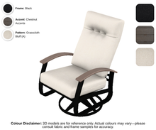 Load image into Gallery viewer, Telescope - Belle Isle - Cushion Supreme Swivel Rocker - black frame / chestnut accent / grasscloth bluff (A)