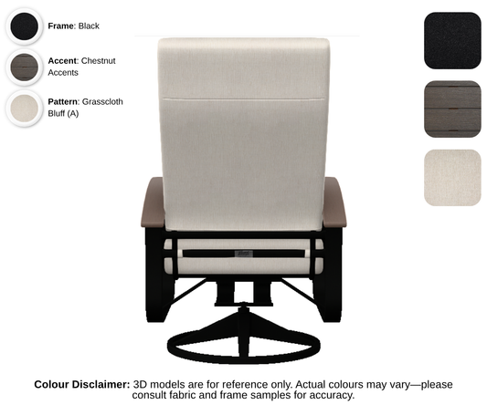 Telescope - Belle Isle - Cushion Supreme Swivel Rocker - black frame / chestnut accent / grasscloth bluff (A)