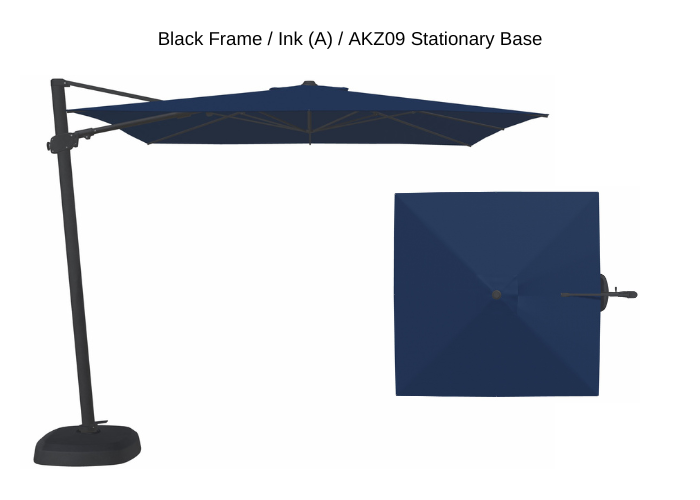 Treasure Garden - AG25T 10' Square Cantilever Umbrella - black / ink (A) Sunbrella®