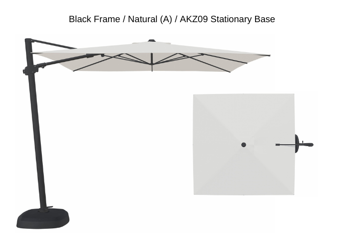 Treasure Garden - AG25T 10' Square Cantilever Umbrella - black / natural (A) Sunbrella®