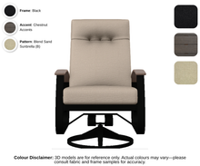 Load image into Gallery viewer, Telescope - Belle Isle - Cushion Supreme Swivel Rocker - black frame / chestnut accent / blend sand (B)