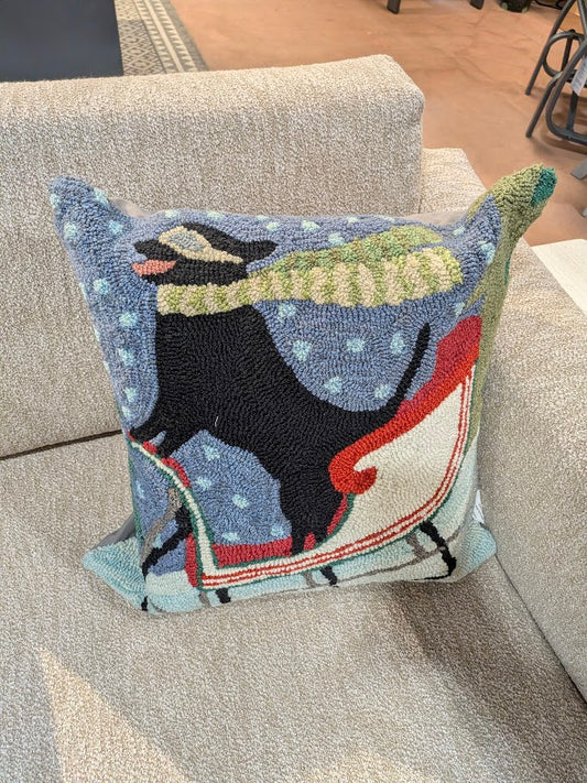 Sledding Dog 18in Throw Pillow