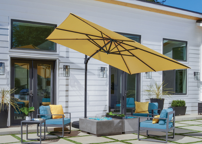 Treasure Garden - AG25T 10' Square Cantilever Umbrella - black / black (A) Sunbrella®