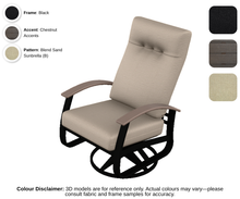 Load image into Gallery viewer, Telescope - Belle Isle - Cushion Supreme Swivel Rocker - black frame / chestnut accent / blend sand (B)
