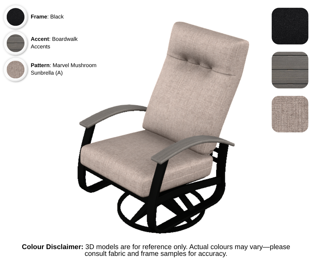 Telescope - Belle Isle - Cushion Supreme Swivel Rocker - black frame / boardwalk accent / marvel mushroom (A)