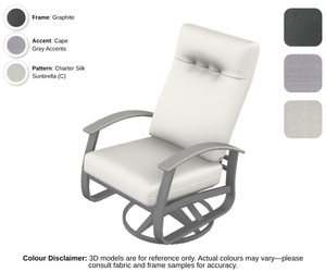 Telescope - Belle Isle - Cushion Supreme Swivel Rocker - graphite frame / cape grey accent / charter silk (C)