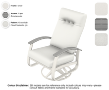 Load image into Gallery viewer, Telescope - Belle Isle - Cushion Supreme Swivel Rocker - snow frame / cape grey accent / grasscloth cloud (A)
