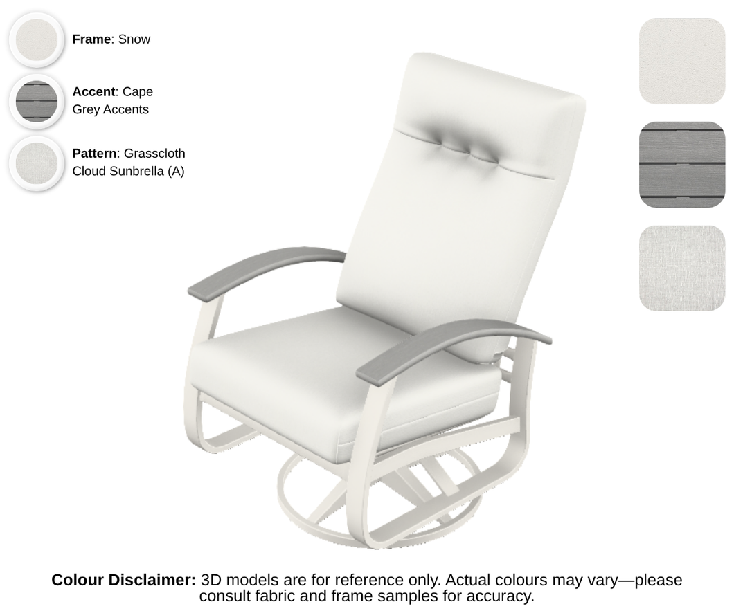 Telescope - Belle Isle - Cushion Supreme Swivel Rocker - snow frame / cape grey accent / grasscloth cloud (A)
