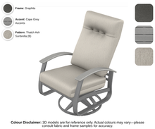 Load image into Gallery viewer, Telescope - Belle Isle - Cushion Supreme Swivel Rocker - graphite frame / cape grey accent / thatch ash (B)
