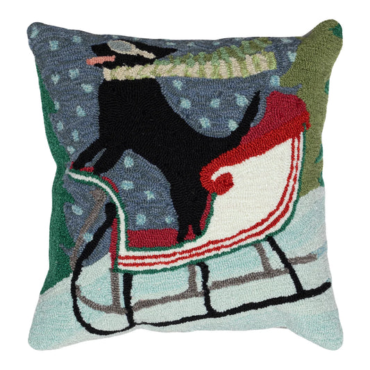 Sledding Dog 18in Throw Pillow