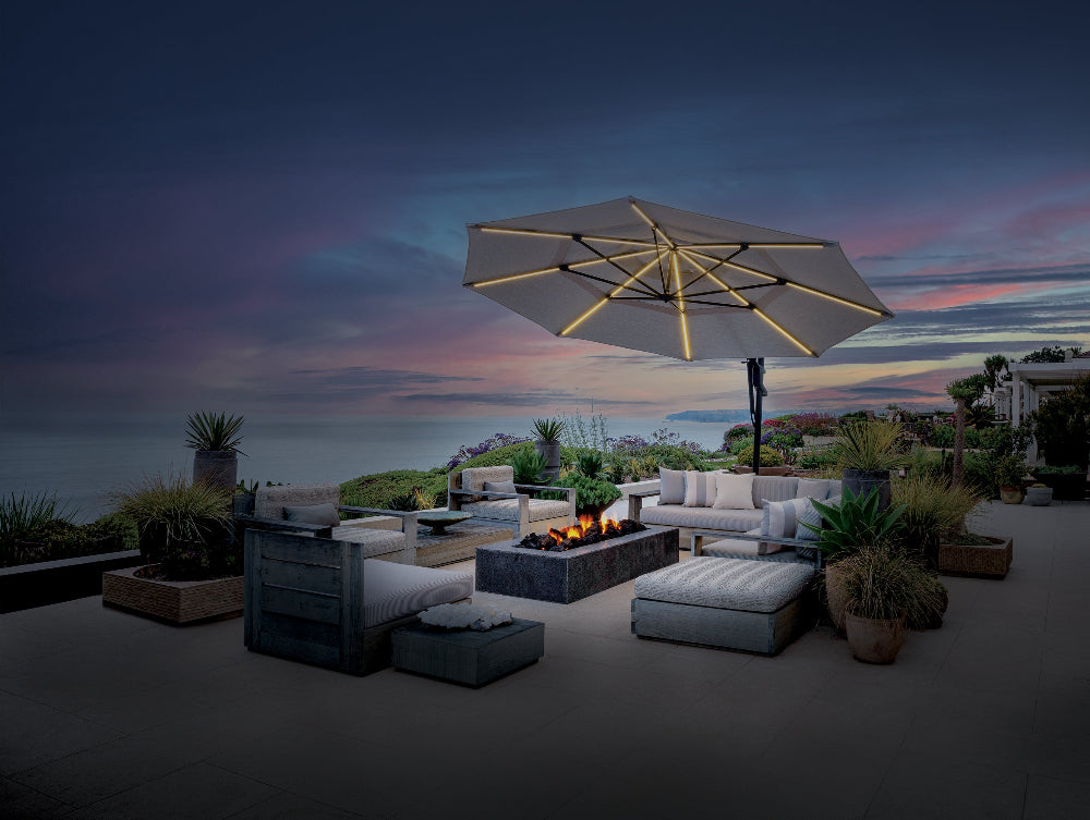 13' AKZ Plus Octagon Cantilever Sunbrella® StarLux Umbrella – Black/Cast Silver