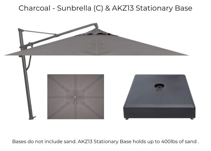 Treasure Garden - AKZ Plus 10' x 13' Rect. Cantilever Umbrella - black / bliss pebble (A)