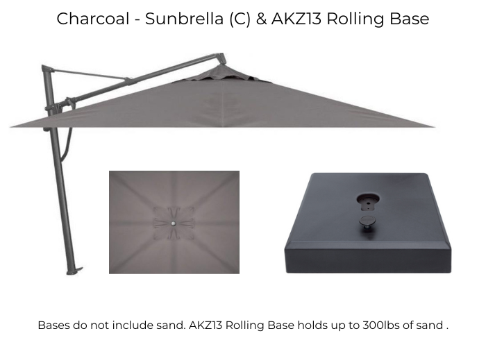 Treasure Garden - AKZ Plus 10' x 13' Rect. Cantilever Umbrella - black / bliss pebble (A)