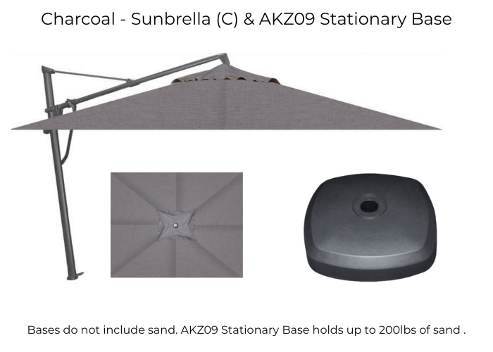 Treasure Garden - AKZ Plus 10' x 13' Rect. Cantilever Umbrella - black / charcoal (A)