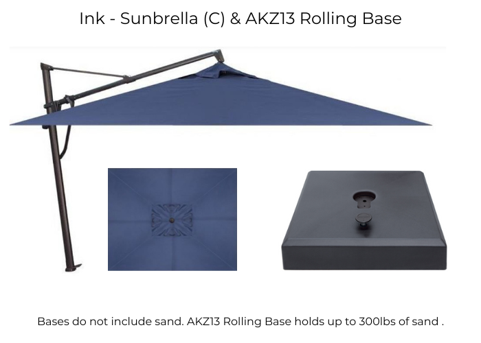 Treasure Garden - AKZ Plus 10' x 13' Rect. Cantilever Umbrella - black / bliss pebble (A)