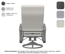 Load image into Gallery viewer, Telescope - Belle Isle - Cushion Supreme Swivel Rocker - graphite frame / cape grey accent / charter silk (C)
