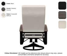 Load image into Gallery viewer, Telescope - Belle Isle - Cushion Supreme Swivel Rocker - black frame / chestnut accent / grasscloth bluff (A)
