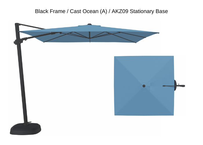 Treasure Garden - AG25T 10' Square Cantilever Umbrella - black / cast ocean (A) Sunbrella®