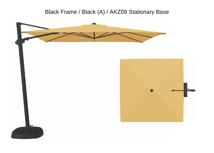 Treasure Garden - AG25T 10' Square Cantilever Umbrella - black / buttercup (A) Sunbrella®