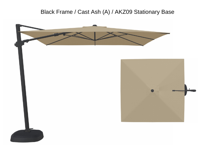 Treasure Garden - AG25T 10' Square Cantilever Umbrella - black / cast ash (A) Sunbrella®