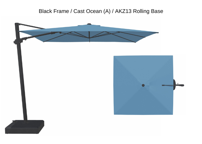Treasure Garden - AG25T 10' Square Cantilever Umbrella - black / cast ocean (A) Sunbrella®