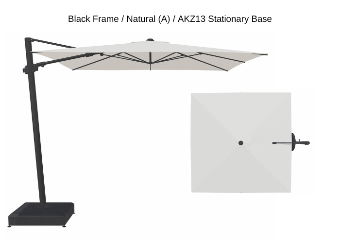 Treasure Garden - AG25T 10' Square Cantilever Umbrella - black / natural (A) Sunbrella®