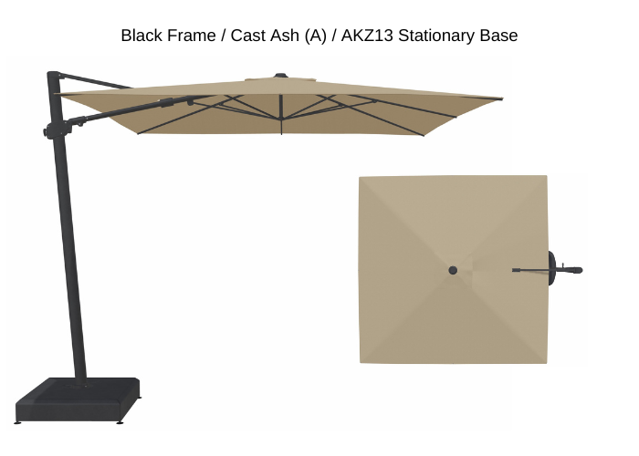 Treasure Garden - AG25T 10' Square Cantilever Umbrella - black / cast ash (A) Sunbrella®