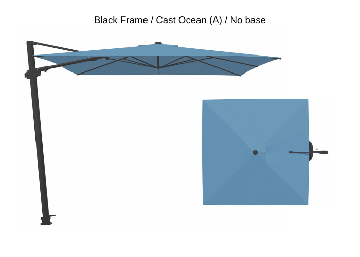 Treasure Garden - AG25T 10' Square Cantilever Umbrella - black / cast ocean (A) Sunbrella®