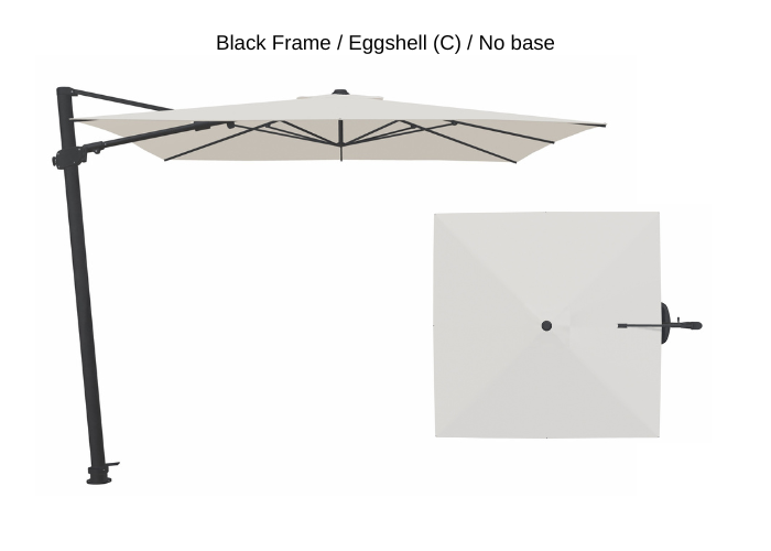 Treasure Garden - AG25T 10' Square Cantilever Umbrella - black / eggshell (C) Sunbrella®