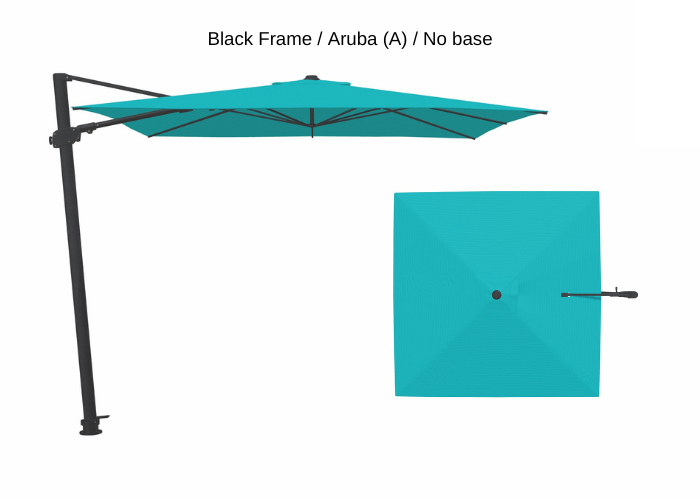 Treasure Garden - AG25T 10' Square Cantilever Umbrella - black / aruba (A) Sunbrella®