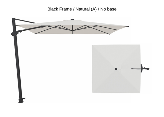 Treasure Garden - AG25T 10' Square Cantilever Umbrella - black / natural (A) Sunbrella®