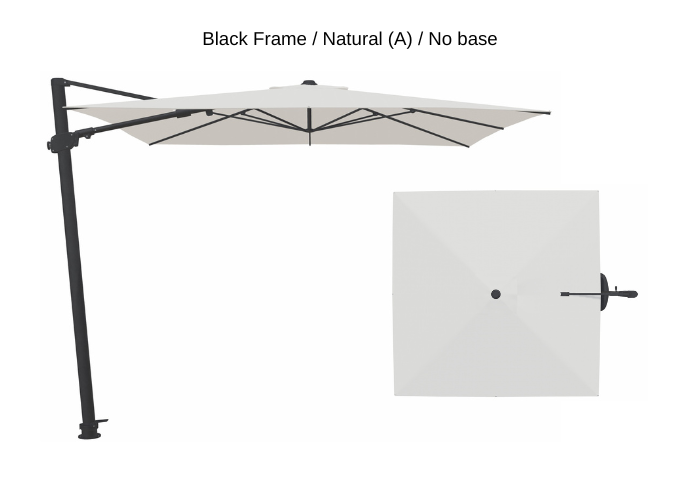 Treasure Garden - AG25T 10' Square Cantilever Umbrella - black / natural (A) Sunbrella®