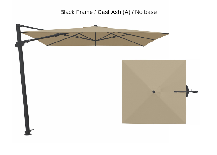 Treasure Garden - AG25T 10' Square Cantilever Umbrella - black / cast ash (A) Sunbrella®