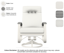 Load image into Gallery viewer, Telescope - Belle Isle - Cushion Supreme Swivel Rocker - snow frame / cape grey accent / grasscloth cloud (A)
