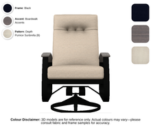 Load image into Gallery viewer, Telescope - Belle Isle - Cushion Supreme Swivel Rocker - black frame / boardwalk accent / depth pumice (B)
