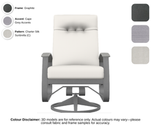 Load image into Gallery viewer, Telescope - Belle Isle - Cushion Supreme Swivel Rocker - graphite frame / cape grey accent / charter silk (C)
