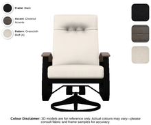 Load image into Gallery viewer, Telescope - Belle Isle - Cushion Supreme Swivel Rocker - black frame / chestnut accent / grasscloth bluff (A)
