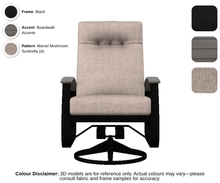 Load image into Gallery viewer, Telescope - Belle Isle - Cushion Supreme Swivel Rocker - black frame / boardwalk accent / marvel mushroom (A)
