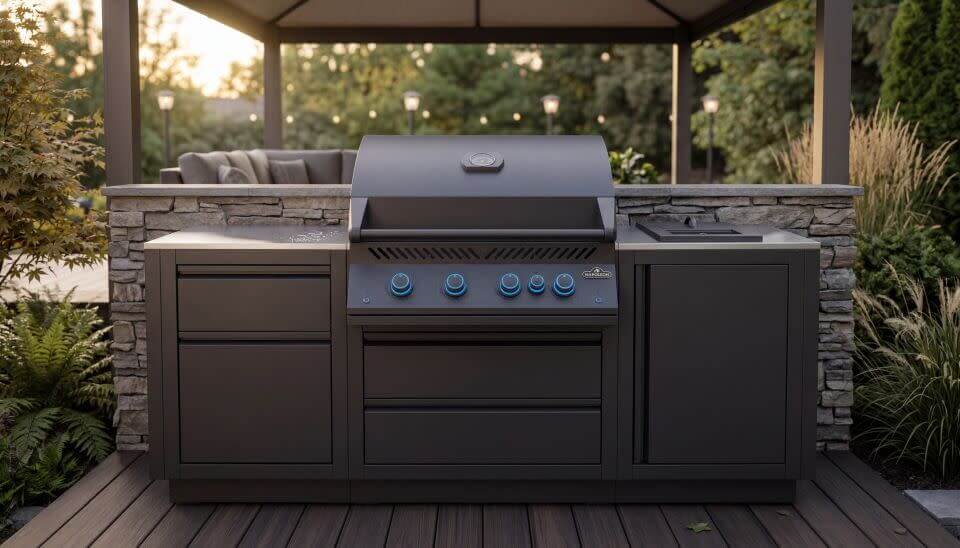 Napoleon OASIS Outdoor Kitchen with Built-In 700 Series 32-inch Grill — Stainless Steel Countertops