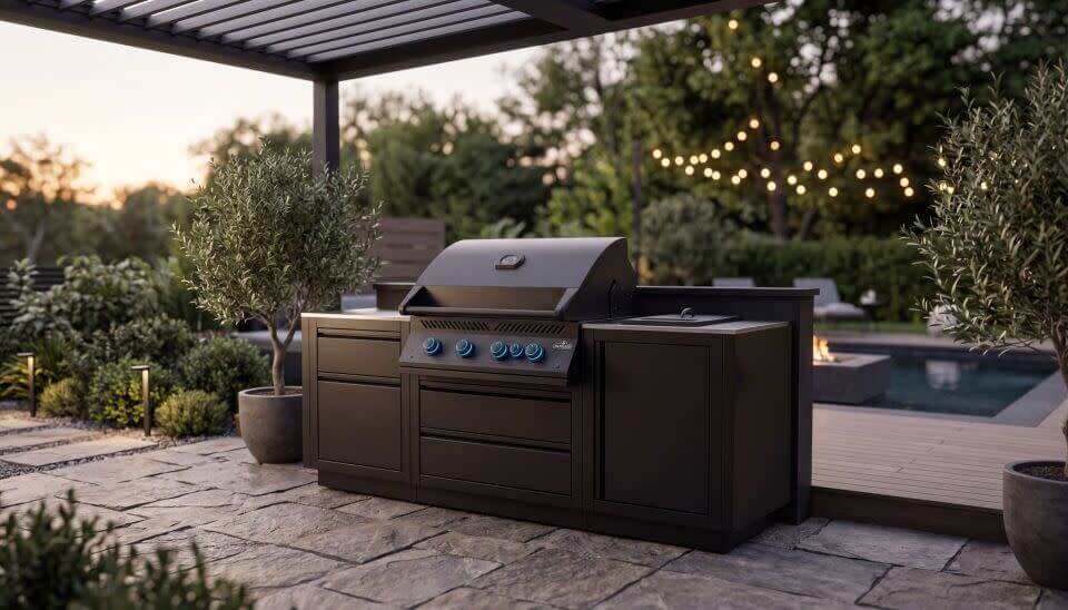 Napoleon OASIS Outdoor Kitchen with Built-In 700 Series 32-inch Grill — Stainless Steel Countertops