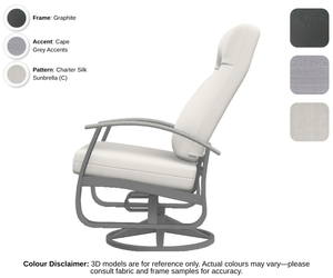 Telescope - Belle Isle - Cushion Supreme Swivel Rocker - graphite frame / cape grey accent / charter silk (C)
