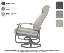 Load image into Gallery viewer, Telescope - Belle Isle - Cushion Supreme Swivel Rocker - graphite frame / cape grey accent / thatch ash (B)
