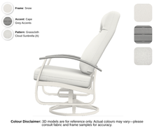 Load image into Gallery viewer, Telescope - Belle Isle - Cushion Supreme Swivel Rocker - snow frame / cape grey accent / grasscloth cloud (A)

