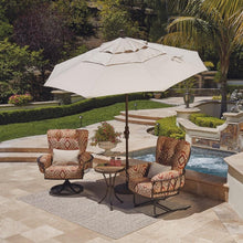 Load image into Gallery viewer, Treasure Garden - 9&#39; Octagon - Collar Tilt - anthracite/pathway pumice stripe (A) Sunbrella®
