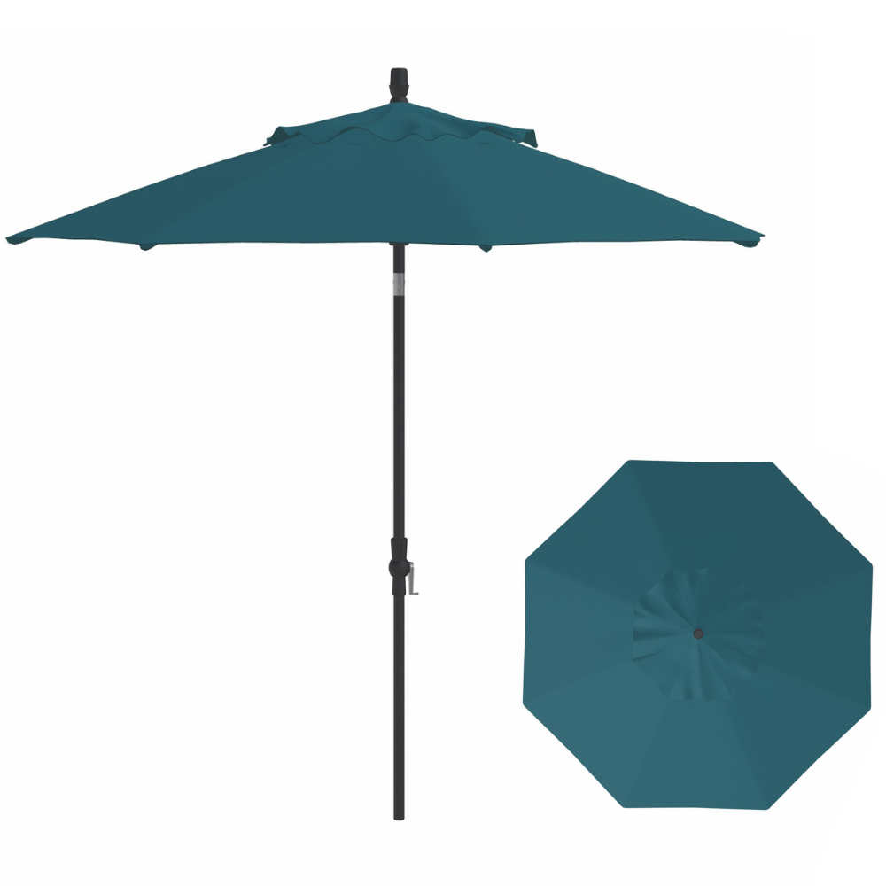 Treasure Garden - 9' Octagon - Collar Tilt - black/cast lagoon (A) Sunbrella®