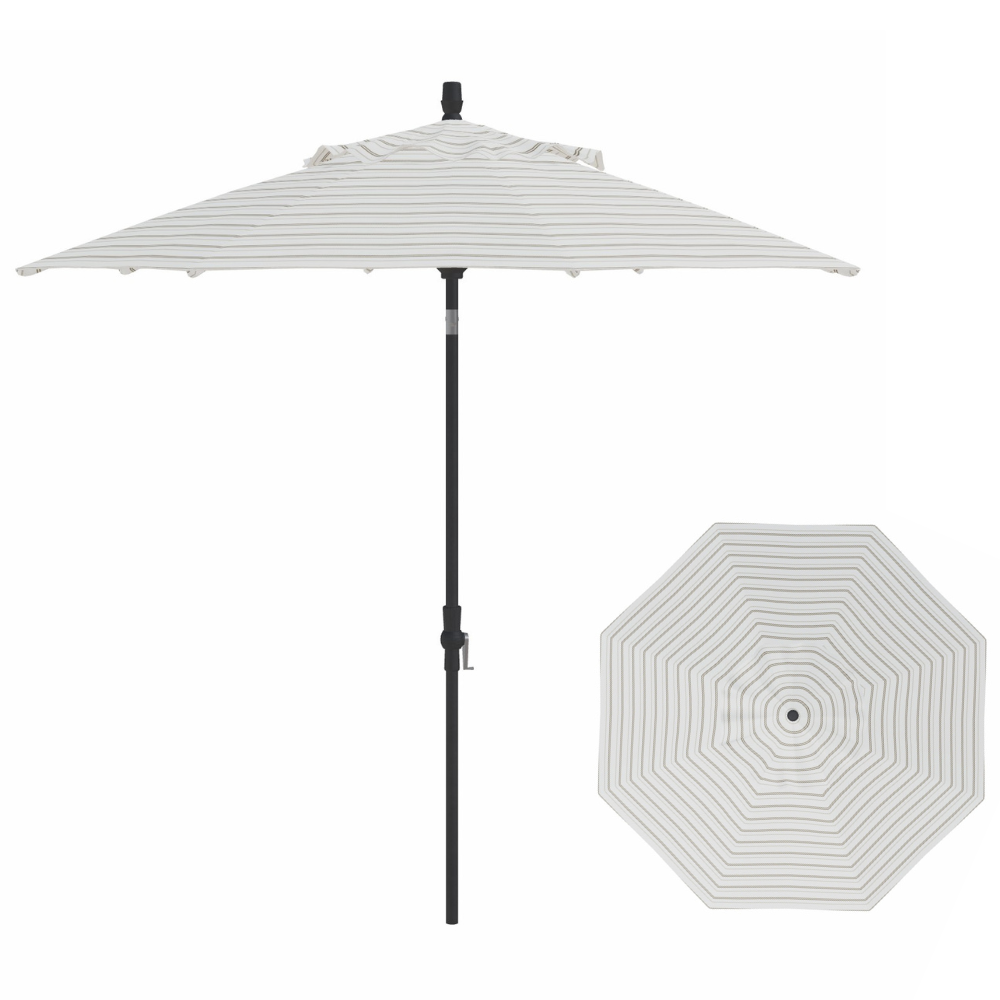 Treasure Garden - 9' Octagon - Collar Tilt - anthracite/pathway pumice stripe (A) Sunbrella®